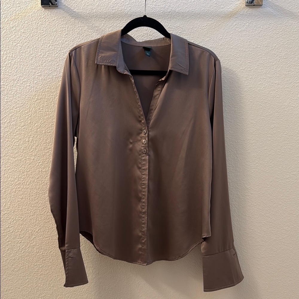 Wild Fable Satin Brown Blouse